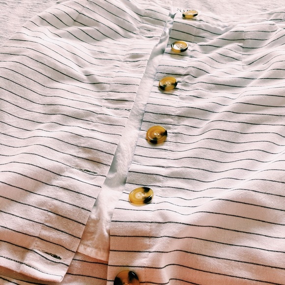 White Skirt with Black Stripes & Tortoise Buttons - Picture 11 of 16
